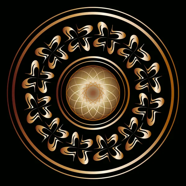 Мереживні Золотий круглі кадрів на чорному тлі — стоковий вектор