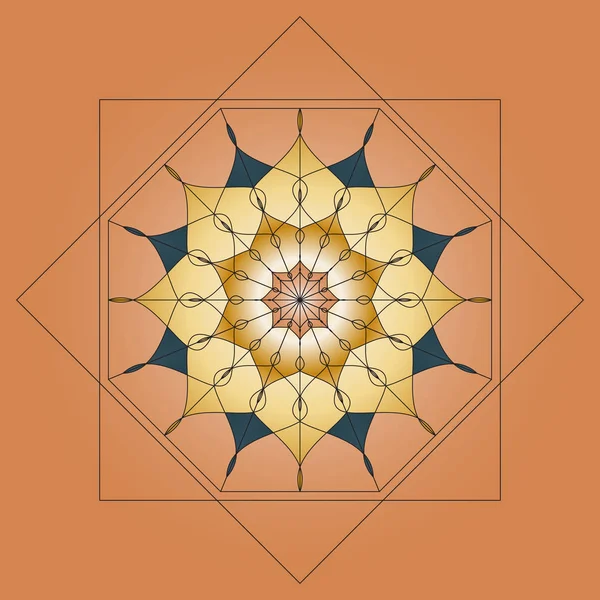 Mandala, okrągły ornament, element projektu na beżowym tle — Wektor stockowy