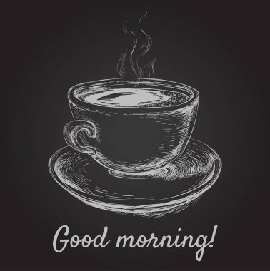 El çizimi Sketch Kahve Kupası Vektörü İllüstrasyonu