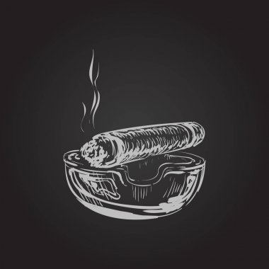 Kül tablası ile sigara puro