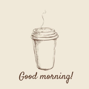 El çizimi Sketch Kahve Kupası Vektörü İllüstrasyonu
