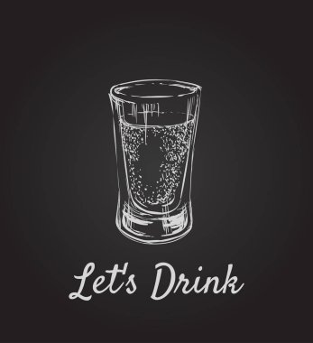Sağlar içki. Fondip bardakları alkollü içecekler. Çizilmiş içki vektör çizim el.