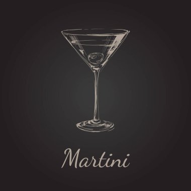 Zeytin Vekil El Çizimi ile Martini Kokteylleri