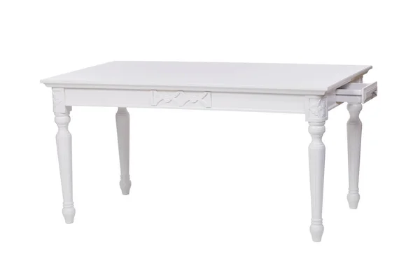 Elegante witte tafel met een open lade, met uitknippad — Stockfoto