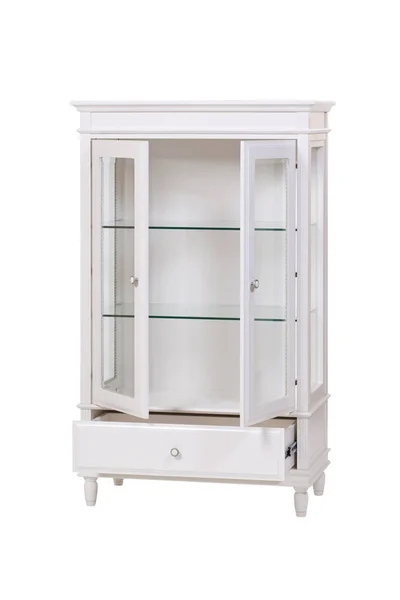 白の表現を分離した扉を開くと木製食器棚ホワイト — ストック写真