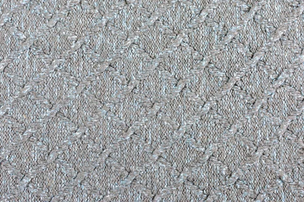Knitted gray-azure texture. Beautiful background with patterns in the form of a rhombus of the loops. — Stock Photo, Image