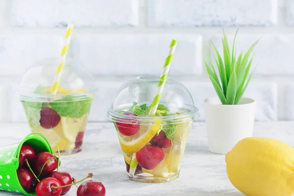 Water Glass with Organic Citrus Fruit Berry Mint