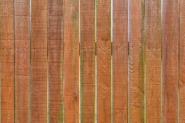 La estructura de la cerca de madera. Tableros marrones verticales lisos. Antecedentes para sitios y diseños — Foto de Stock