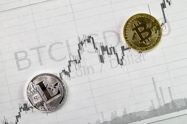 Litecoin і bitcoin криптографії exchange зміни ставок — стокове фото