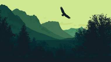 Dağlar ve doğa, orman, sakin hava ve uyum