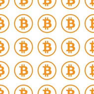 Bitcoin turuncu beyaz arka plan Dikişsiz desen doku üzerinde altın