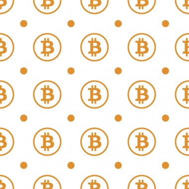 Bitcoin turuncu beyaz arka plan Dikişsiz desen doku üzerinde altın