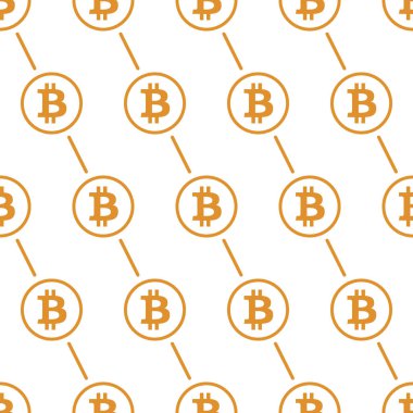 Bitcoin turuncu beyaz arka plan Dikişsiz desen doku üzerinde altın