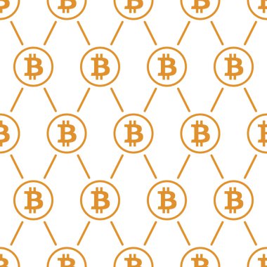 Bitcoin turuncu beyaz arka plan Dikişsiz desen doku üzerinde altın