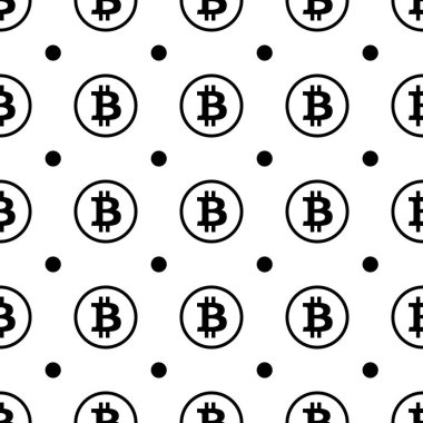 Bitcoin siyah beyaz arka plan Dikişsiz desen doku