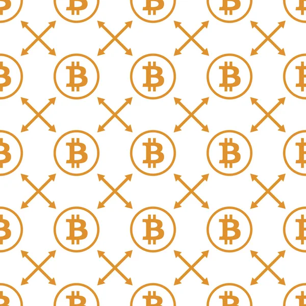 Bitcoin ouro laranja no fundo branco textura padrão sem costura — Vetor de Stock