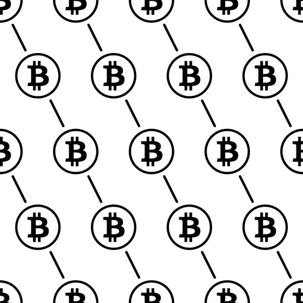 Bitcoin siyah beyaz arka plan Dikişsiz desen doku — Stok Vektör