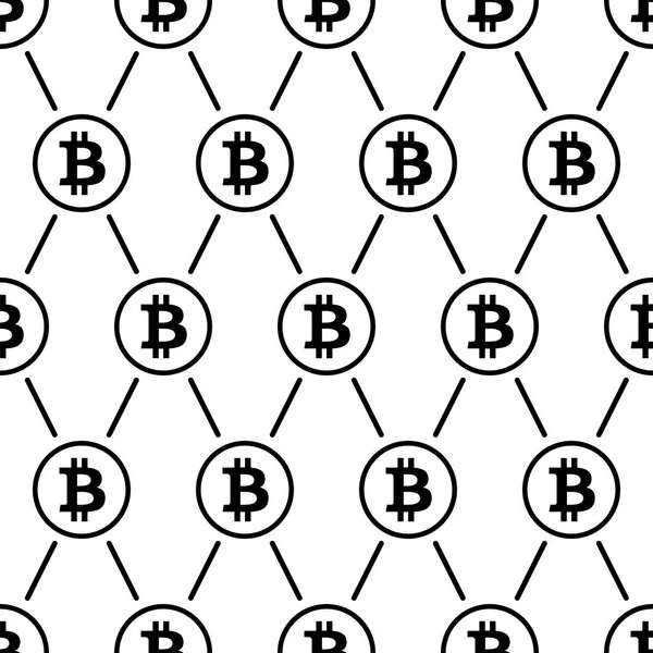 Bitcoin czarno na białym tle wzór tekstury — Wektor stockowy