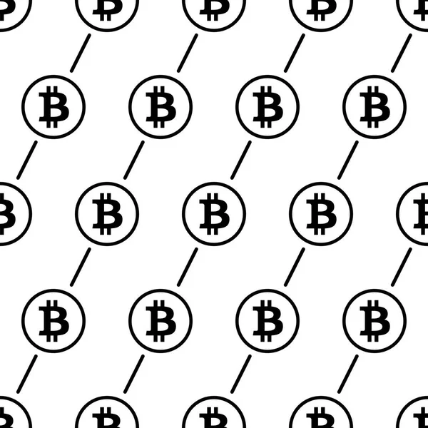 Bitcoin siyah beyaz arka plan Dikişsiz desen doku — Stok Vektör