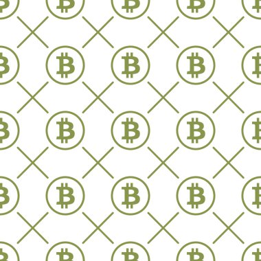 Bitcoin yeşil beyaz arka plan Dikişsiz desen doku