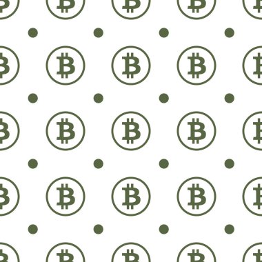 Bitcoin yeşil beyaz arka plan Dikişsiz desen doku