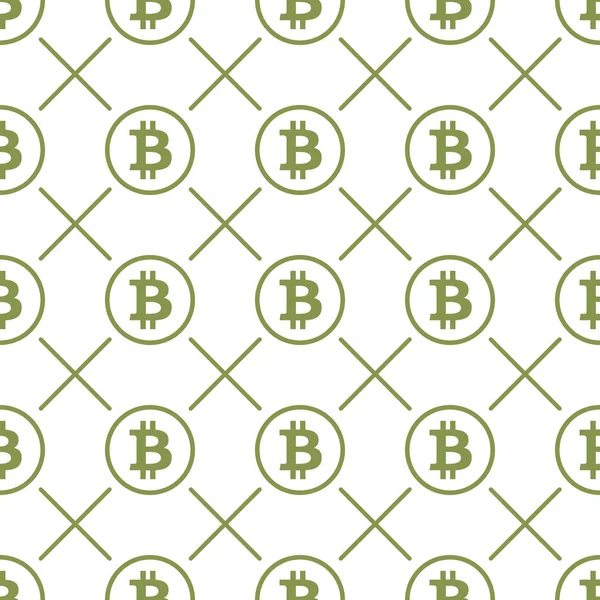 Bitcoin green on white background seamless pattern texture — Stock Vector