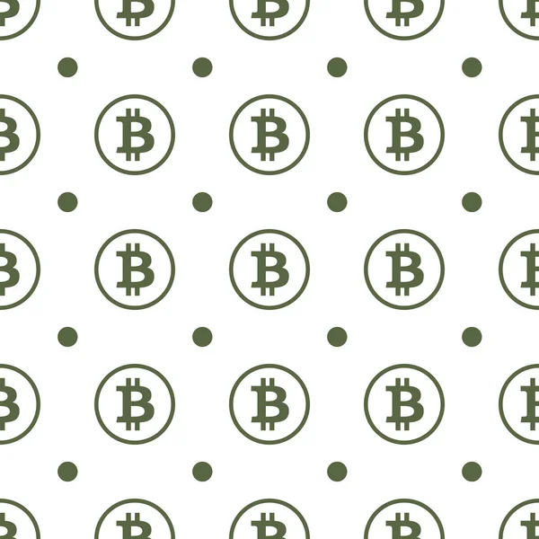 Bitcoin verde no fundo branco textura padrão sem costura — Vetor de Stock