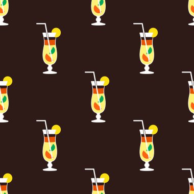 Kahverengi bir arka plan üzerinde sorunsuz kokteyl desen