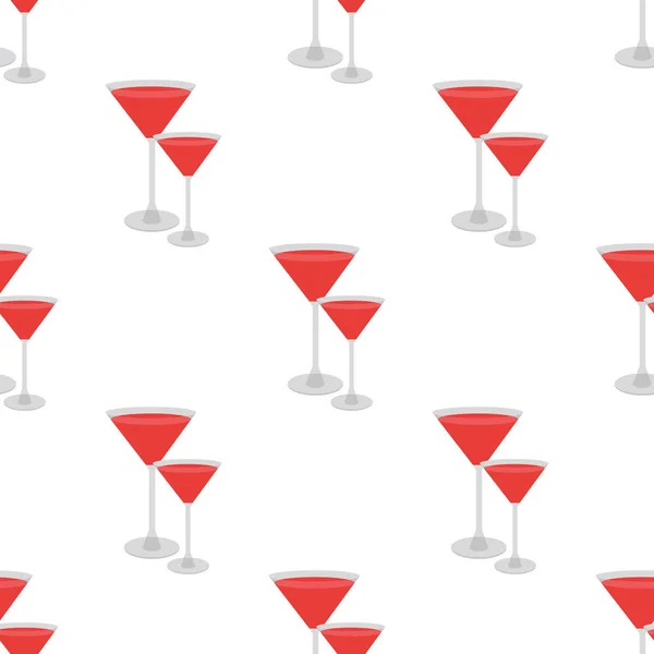 Nahtloses Muster von Cocktail-Rot auf weißem Hintergrund — Stockvektor