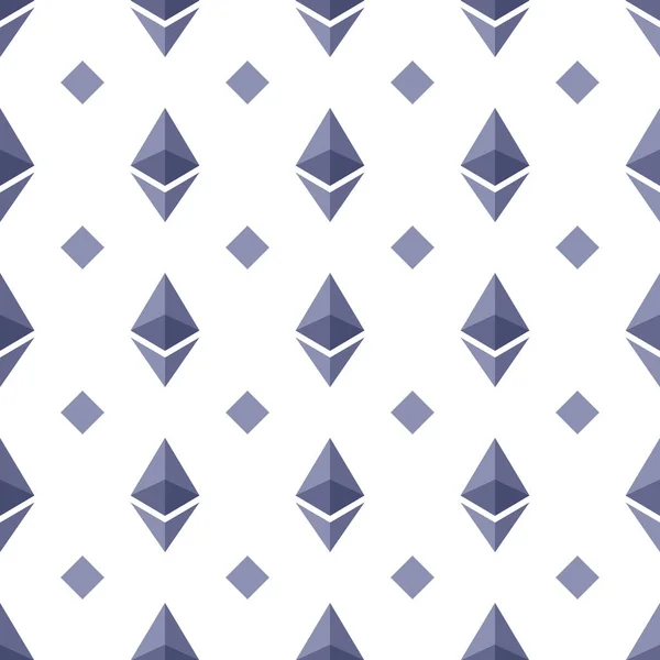 Seamless pattern Ethereum on a white background — Stock Vector