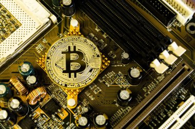 Omsk, Rusya Federasyonu - 4 Ağustos 2017: Bitcoin değişiminin modern bir yoludur ve bu Kripto para ödeme mali ve web pazarlara uygun aracı