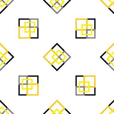 Beyaz arka plan üzerinde geometrik Dikişsiz desen sarı kareler