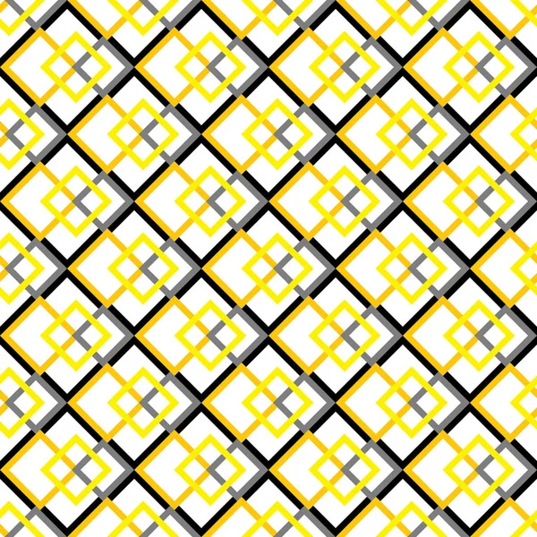 Motif géométrique sans couture carrés jaunes sur fond blanc — Image vectorielle