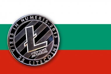 Bulgaristan bayrağı üzerinde sikke litecoin