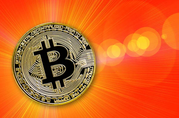 Bitcoin é uma forma moderna de troca e esta moeda criptomoeda — Fotografia de Stock