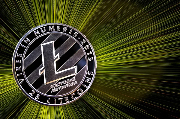 Litecoin es una forma moderna de cambio y esta moneda criptográfica — Foto de Stock