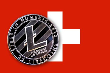 3D çizim sikke litecoin İsviçre bayrağı