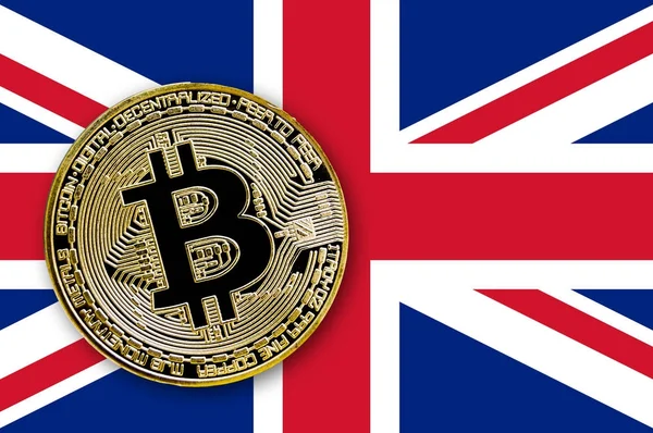 3D çizim sikke bitcoin Büyük Britanya bayrağı