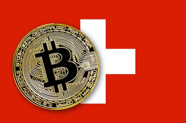 3D çizim sikke bitcoin İsviçre bayrağı