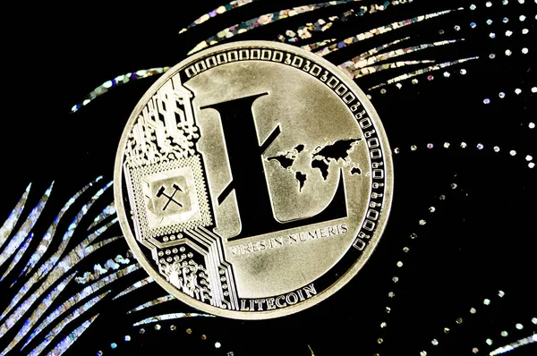 Litecoin es una forma moderna de cambio y esta moneda criptográfica — Foto de Stock