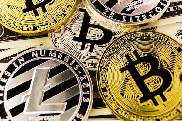 stock image Bitcoin and litecoin is a modern way of exchange and this crypto currency