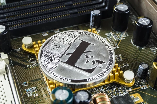 Litecoin es una forma moderna de cambio y esta moneda criptográfica — Foto de Stock