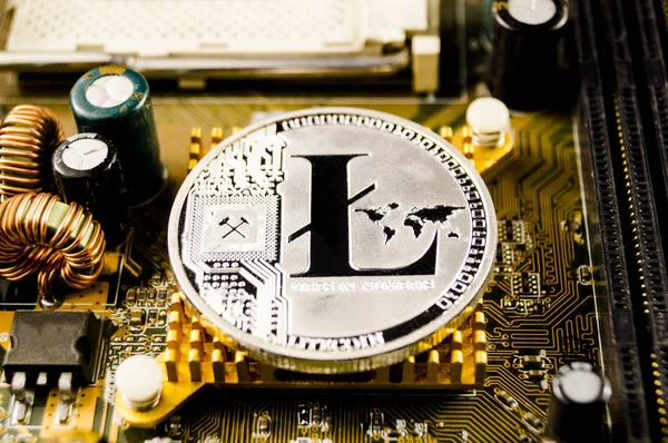 Litecoin es una forma moderna de cambio y esta moneda criptográfica — Foto de Stock