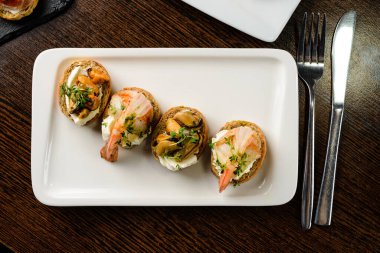 İtalyan aperatifi Huysuz bruschetta Lezzetli ve sağlıklı restoran yemekleri, fotokopi alanı, yakın çekim