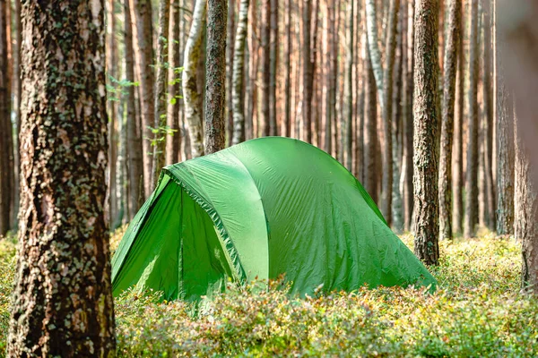 Hiking Travel Life Style Passion Concept Picture Tent Camp Side — Stock Photo, Image