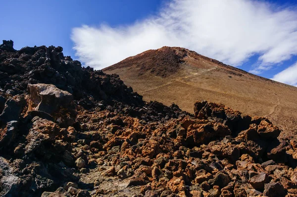 Pico Del Teide Högsta Vulkan Linbana Och Vulkaniska Landskap Teide — Stockfoto