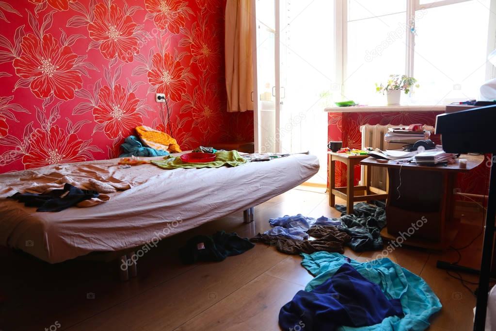 contemporary bedroom during morning light