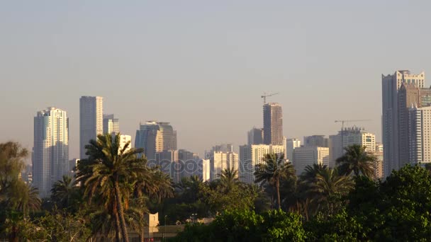 Panorama Del Atardecer Sharjah Emiratos Árabes Unidos — Vídeos de Stock