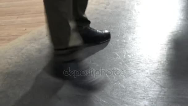 Táncos Lábad Közelről Láb Tap Dancers Tánc Cipő Vértes Fekete — Stock videók