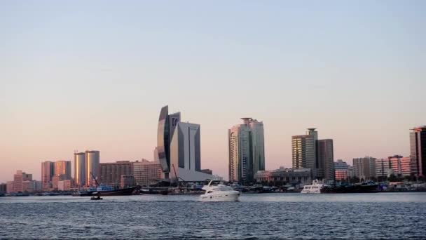 Dubai Förenade Arabemiraten Maj 2017 Sunset Utsikt Över Dubai Creek — Stockvideo